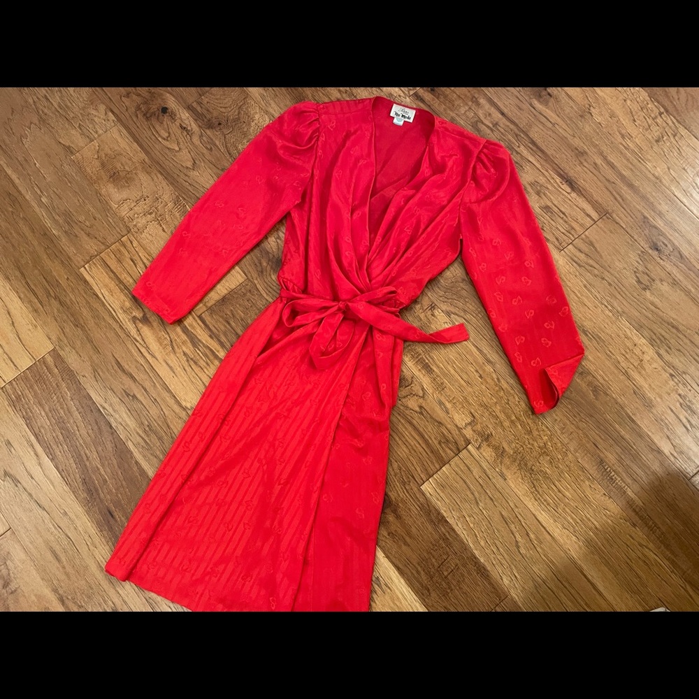 1970s lipstick red silk dress by Nu Mode